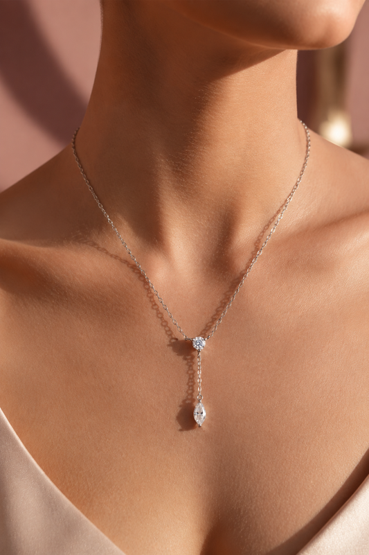 Marquise-Cut Moissanite Pendant Necklace featuring elongated marquise stone