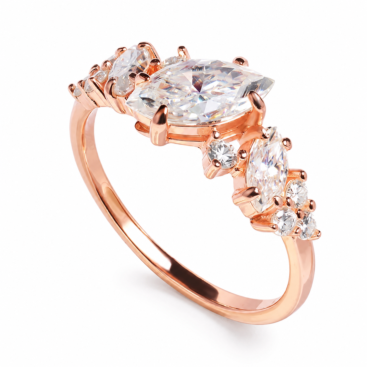Zethech Celeste Marquise Ring in rose gold with stone detail