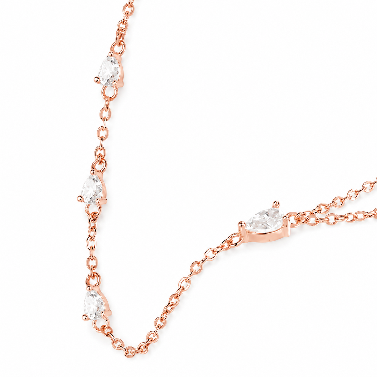 Detailed view of Zethech Pear Hand Chain Bracelet with pear stone design