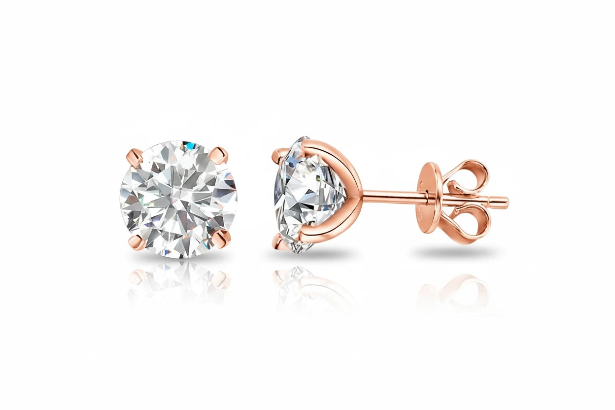 Zethech Minimal Round Moissanite Stud Earrings