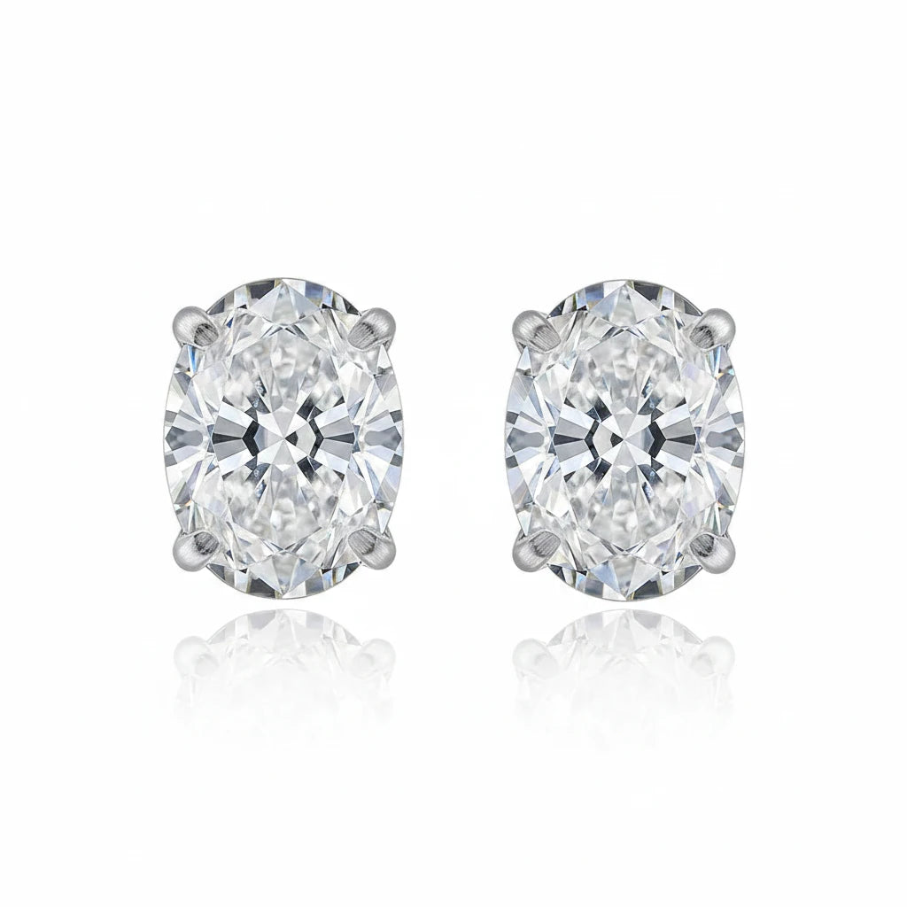 Zethech Verona Oval Stud Earrings pair on white background