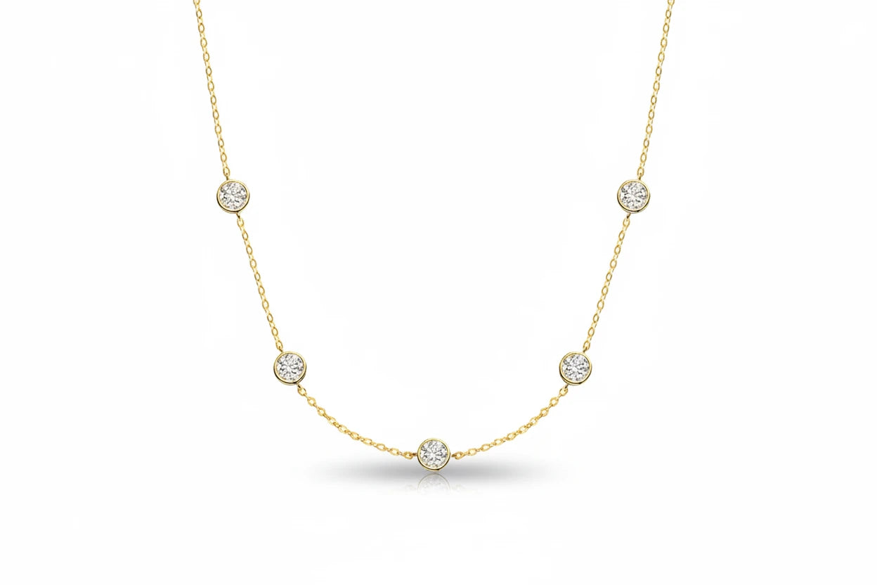 Zethech Bubble Necklace with 5mm round moissanite pendant