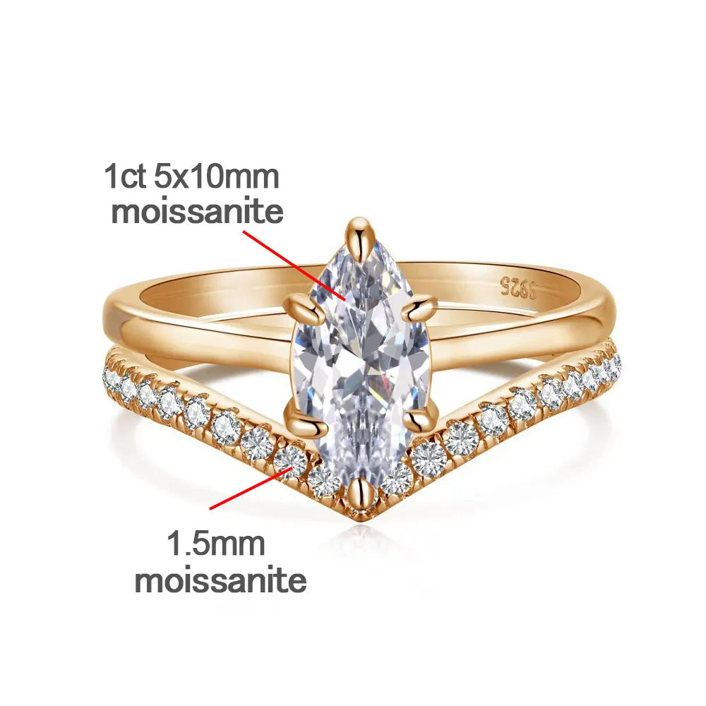 Zethech Velvet Marquise Ring in rose gold with side stones
