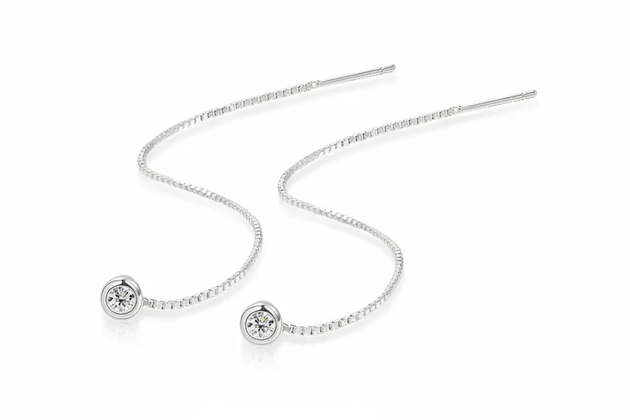 Zethech Cascading Drop Earrings with sparkling moissanite chain design