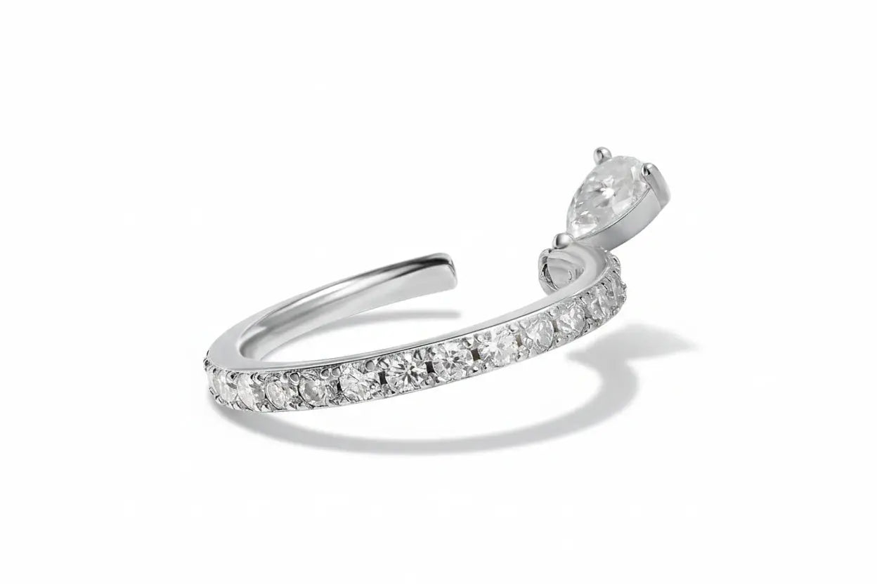 Zethech Pear-Cut Moissanite Ring in sterling silver