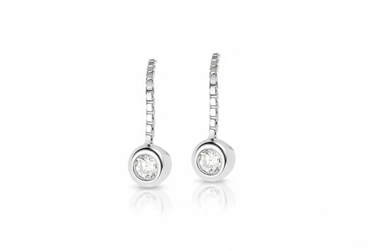 Rose gold moissanite tassel drop earrings by Zethech, featuring sparkling 925 silver jewelry with bubble design and fine craftsmanship.