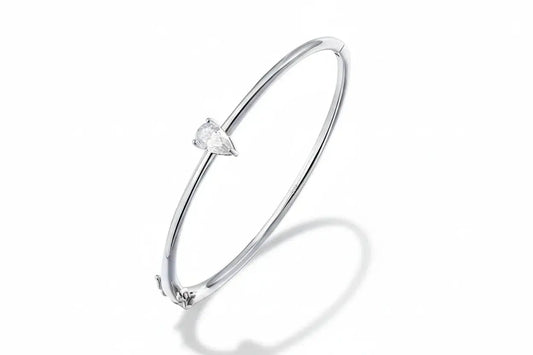 Zethech Smyoue 1CT pear-cut certified moissanite bangle for women in 100% S925 solid silver, lab diamond jewelry bracelet.
