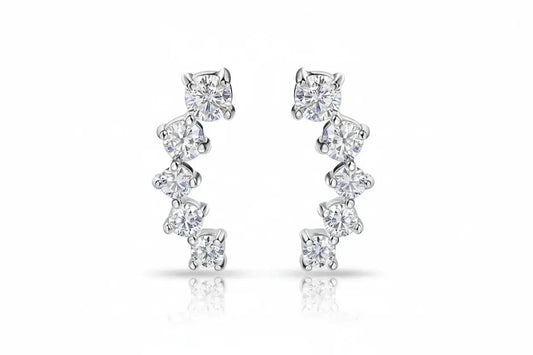 Zethech 1.16CT gradient moissanite stud earrings in sterling silver, sparkling jewelry for women, perfect for parties.