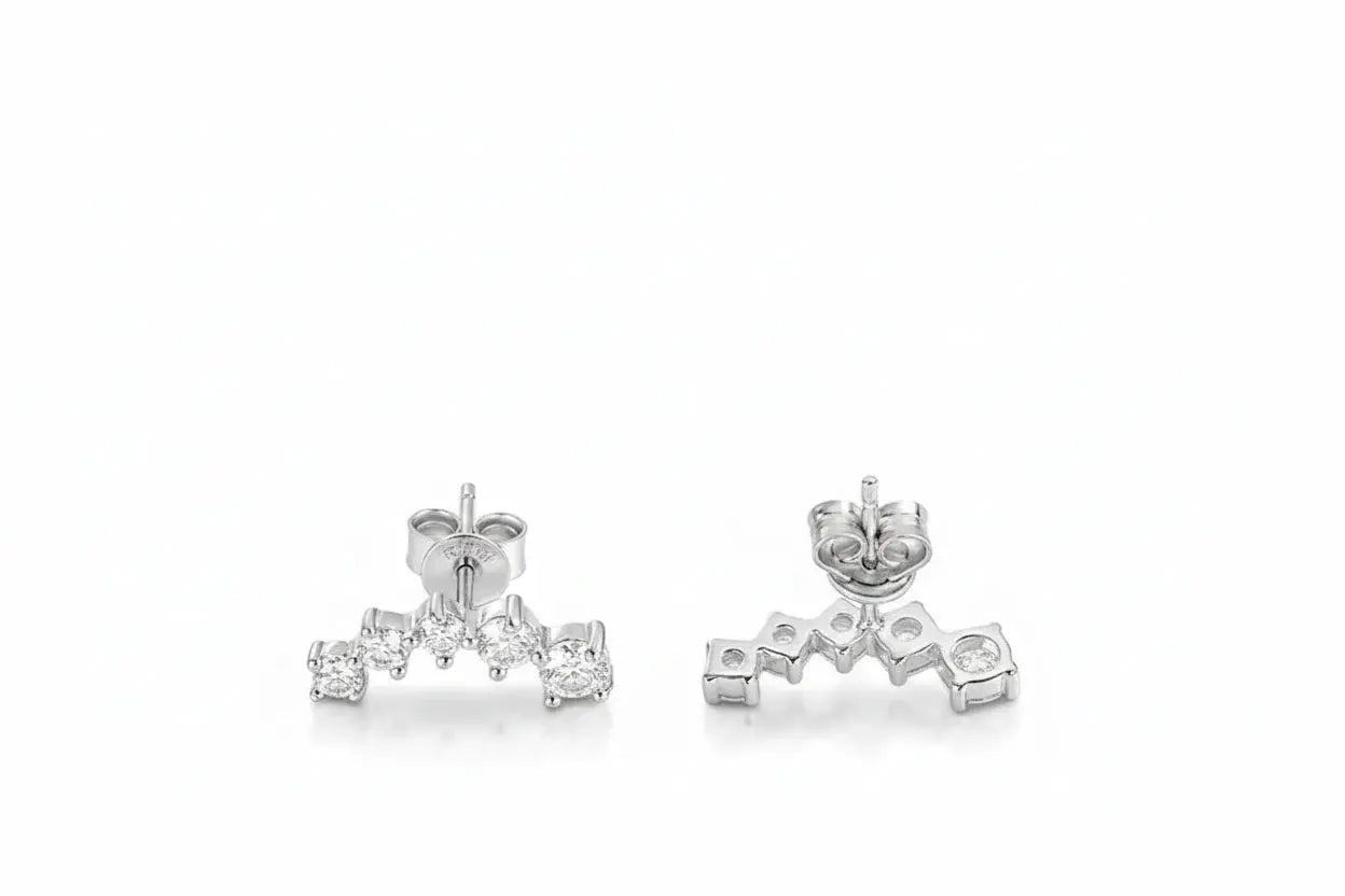 Zethech Gradient Moissanite Stud Earrings in clean silver setting
