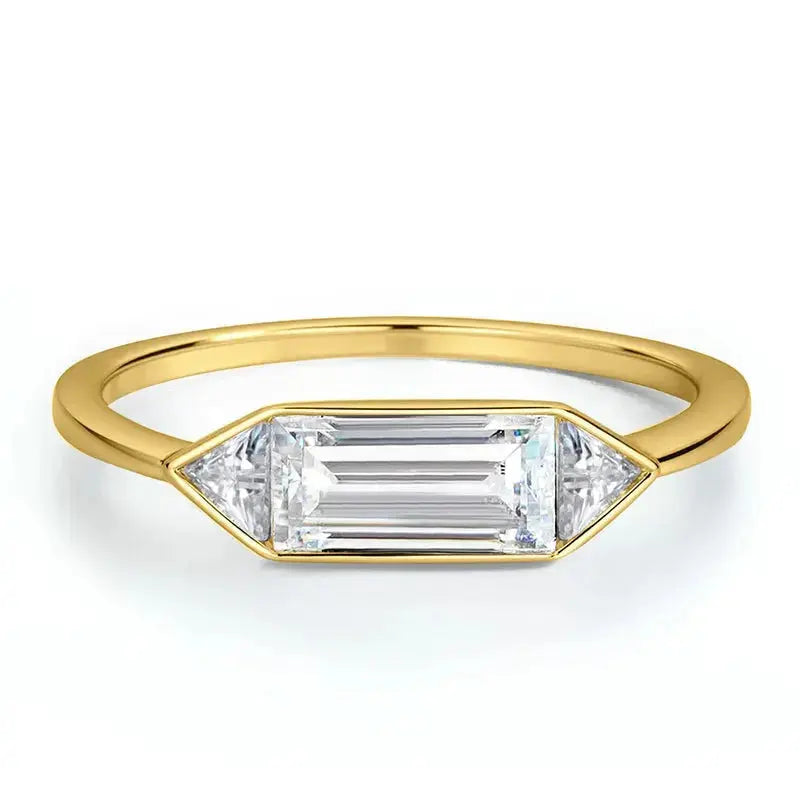 Zethech 1.2CTTW Three-Stone Moissanite Ring with gemstone detail