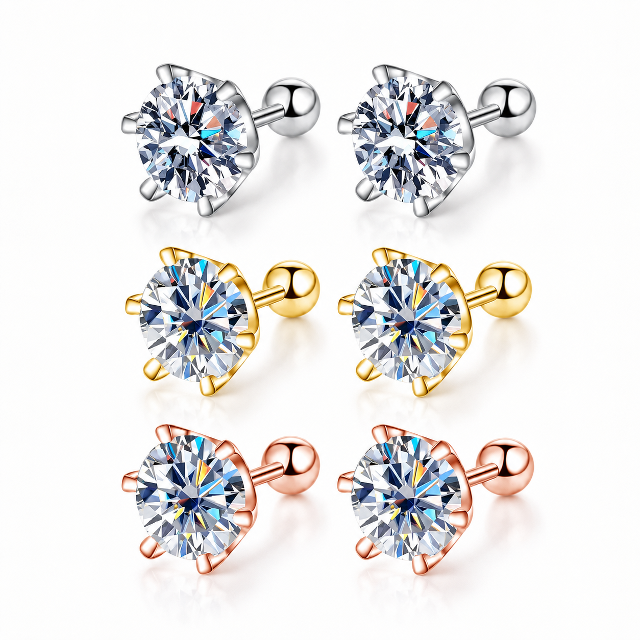 Zethech round moissanite stud earrings from the gifts under $100 edit
