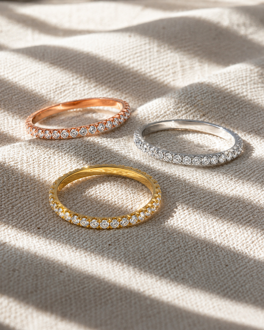 Slim Round-Cut Moissanite Eternity Band with continuous round stones