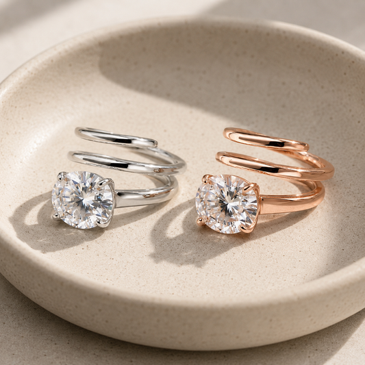 Velvet Oval-Cut Moissanite Ring in a white-tone finish