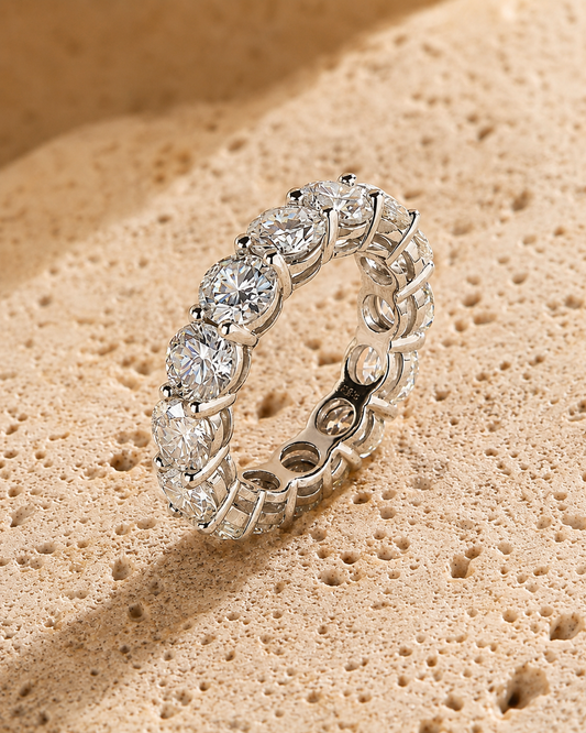 Full Moissanite Eternity Band with continuous round stones