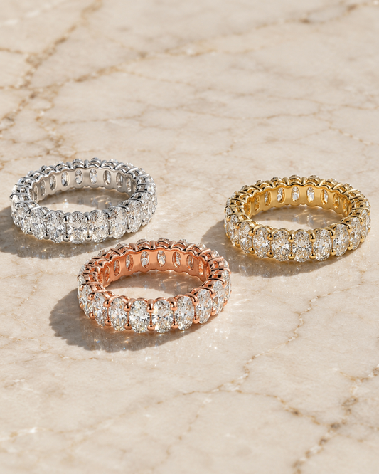 Eterna Oval-Cut Moissanite Eternity Ring with continuous oval stones