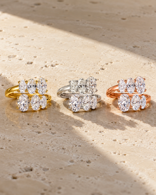 Oval-Cut Moissanite Engagement-Style Ring with polished band