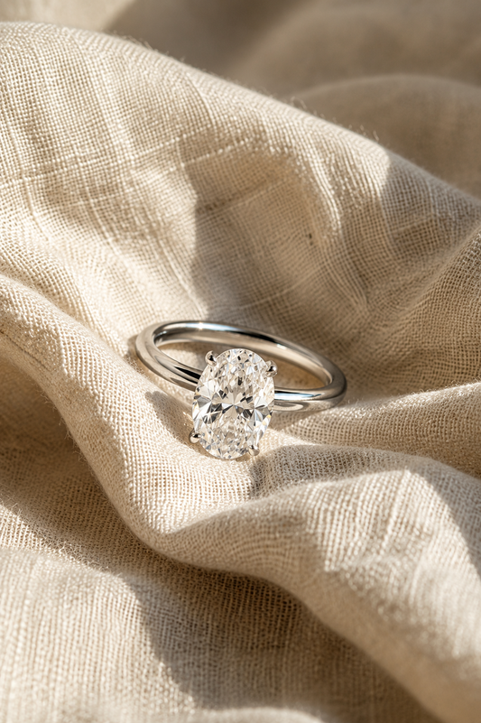 Vintage Oval-Cut Moissanite Ring with oval solitaire design