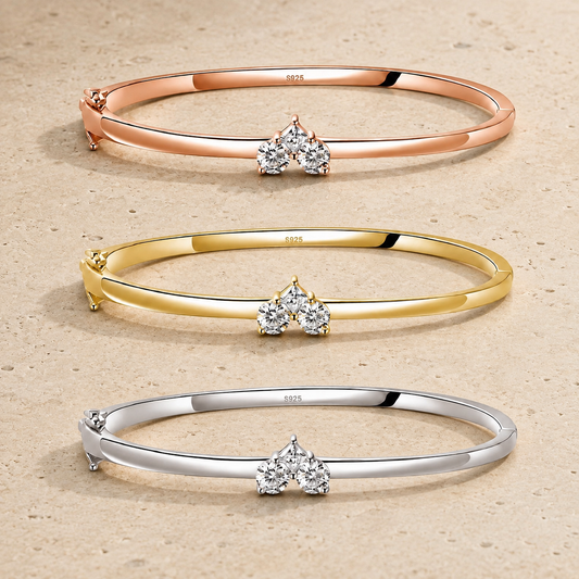Three-Stone Cluster Moissanite Bangle