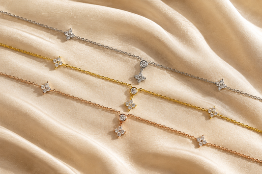 Clover Moissanite Pendant Necklace — four-leaf clover moissanite pendant on a fine chain