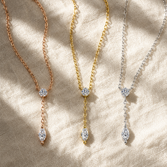 Marquise-Cut Moissanite Pendant Necklace — marquise-cut moissanite pendant on a fine chain