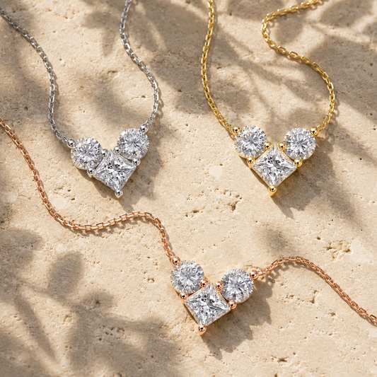 Round-Cut Moissanite Solitaire Pendant Necklace — round-cut moissanite solitaire pendant on a fine chain