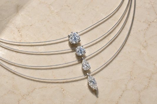 Multi-Cut Moissanite Pendant Necklace — mixed-cut moissanite pendant options
