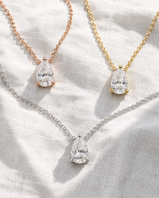 Pear-Cut Moissanite Drop Necklace featuring pear-shaped drop pendant