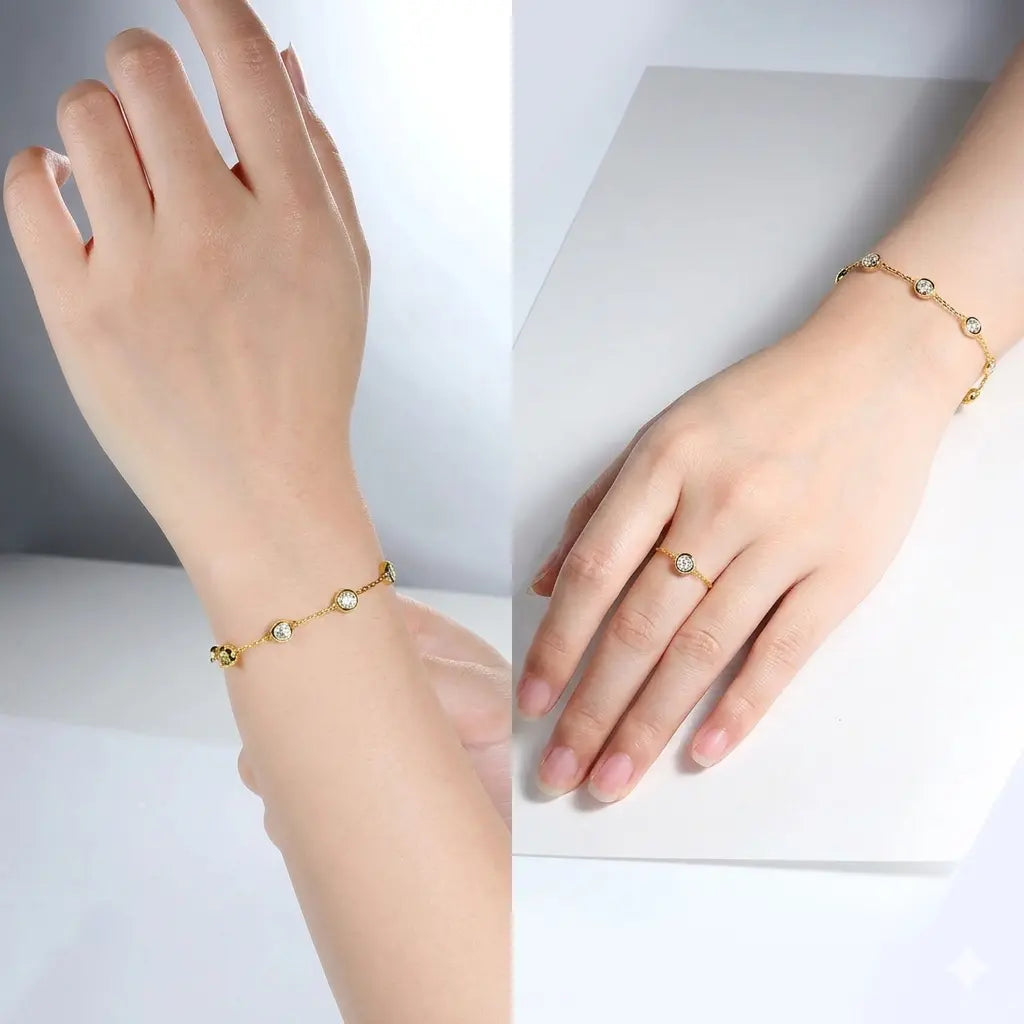 Zethech bubble tennis bracelet with round beads and a secure clasp, showcasing a stylish and elegant jewelry accessory.