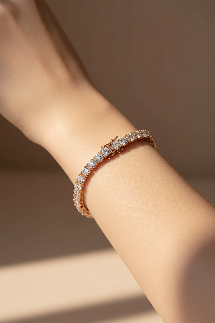 Zethech moissanite tennis bracelet with sparkling gemstones and sterling silver chain, elegant jewelry accessory