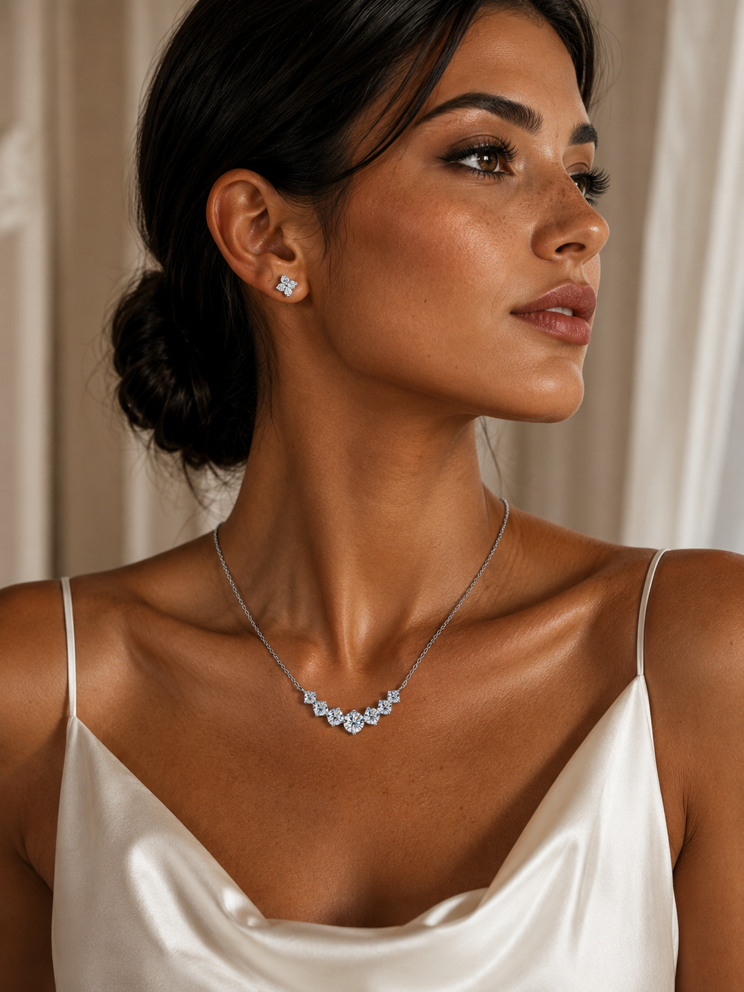 Zethech Oval Solitaire Necklace with oval moissanite pendant in a clean product photo
