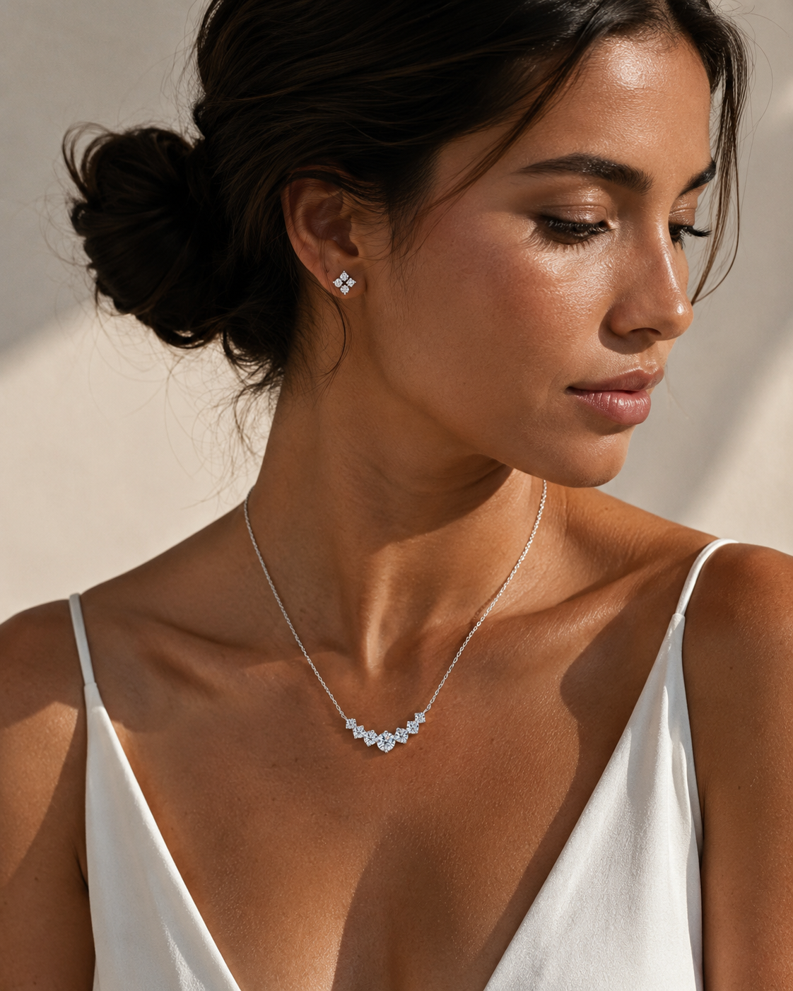 Zethech Oval Solitaire Necklace shown from a refined necklace product angle