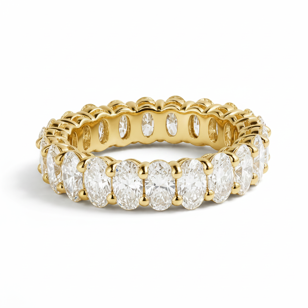 Zethech Eterna Oval Ring in yellow gold with oval moissanite stones