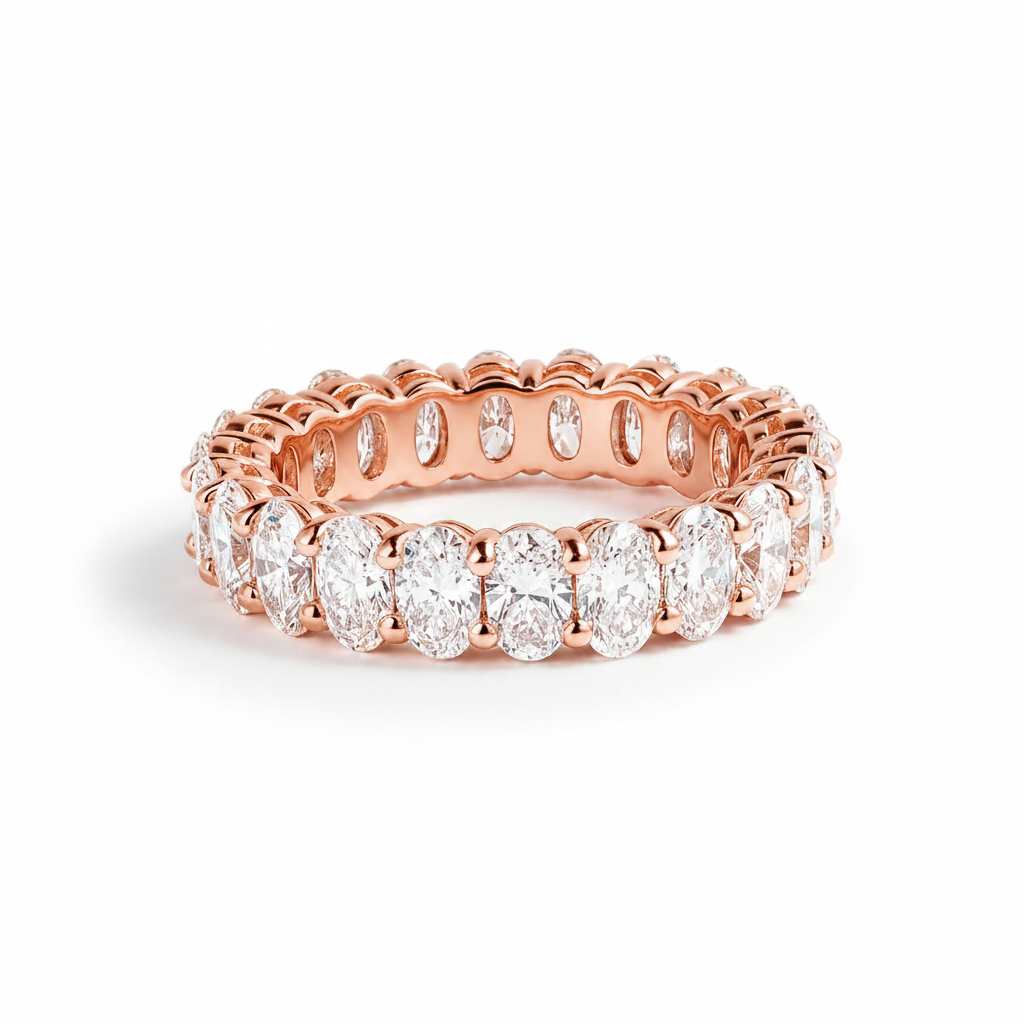 Zethech Eterna Oval Ring in rose gold with oval moissanite stones