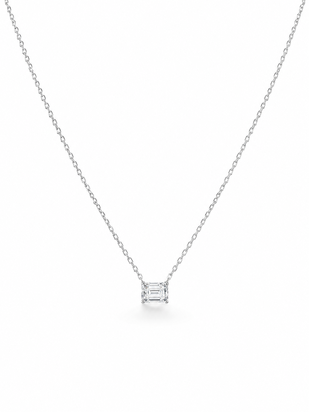 Zethech Verona Emerald Necklace in silver finish on white background