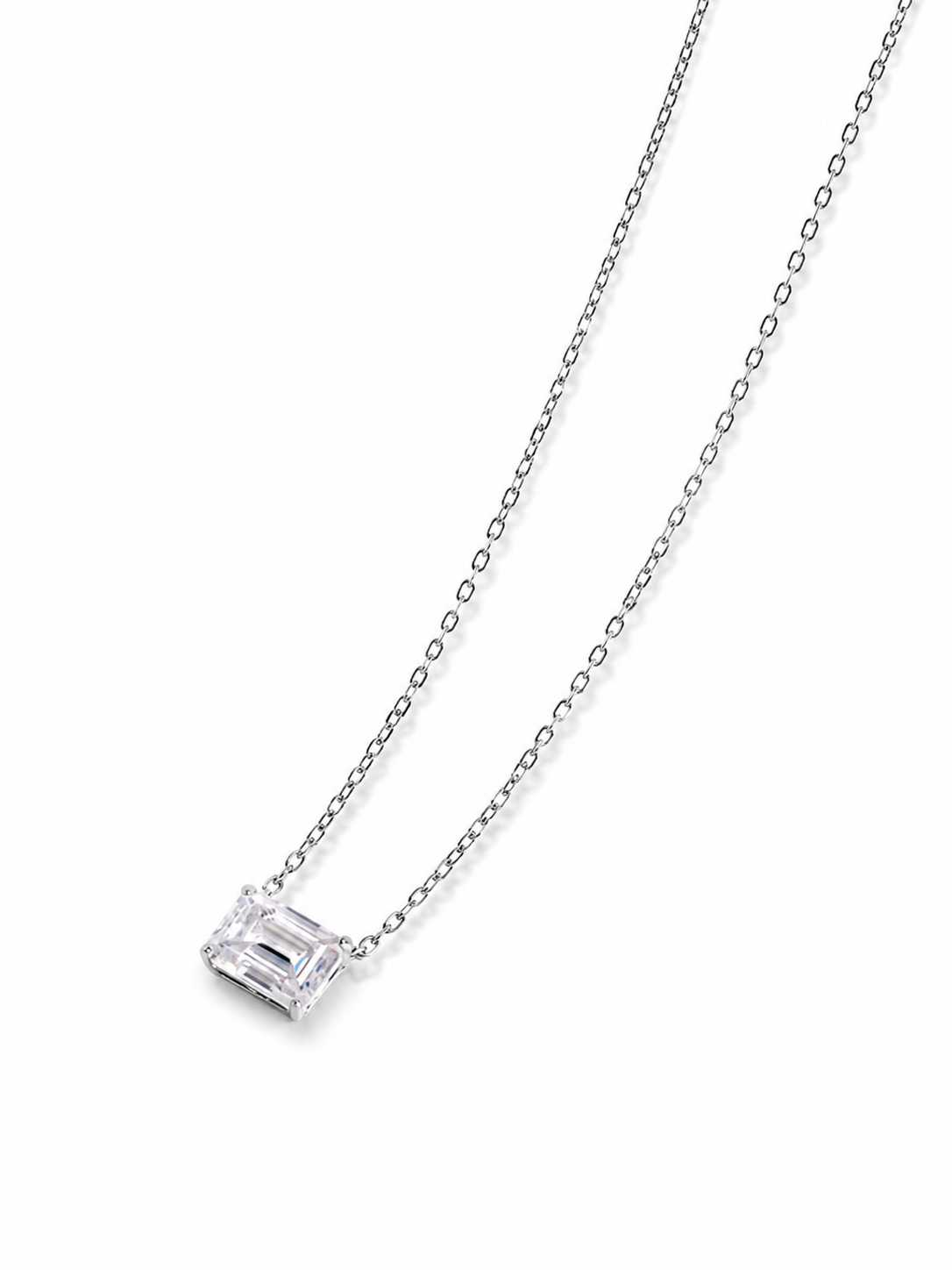 Zethech Verona Emerald Necklace with clear rectangular pendant
