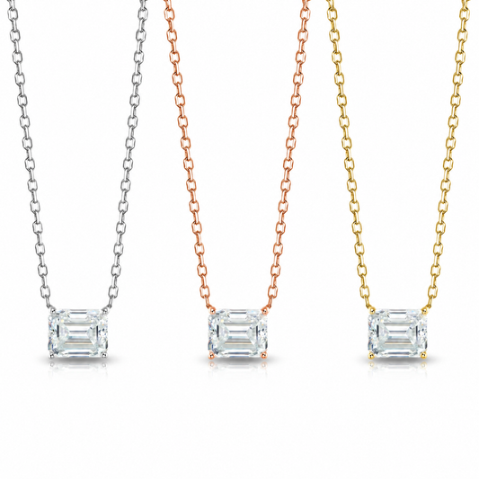 Zethech Verona Emerald Moissanite Necklace in three gold finishes