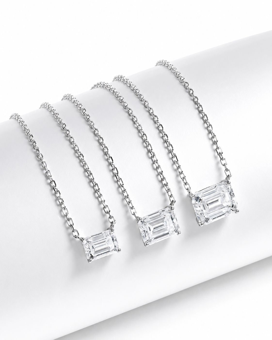 Zethech Verona Emerald Necklace pendants with emerald-cut stones