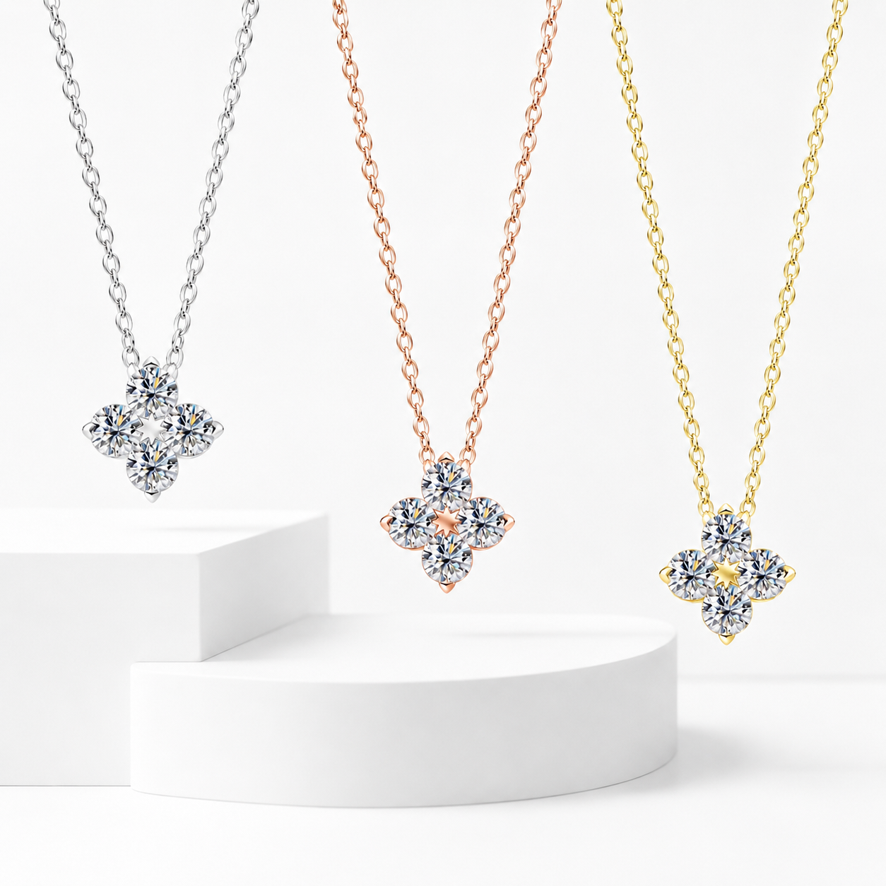 Zethech Luna Spark Necklace with clear stone pendants