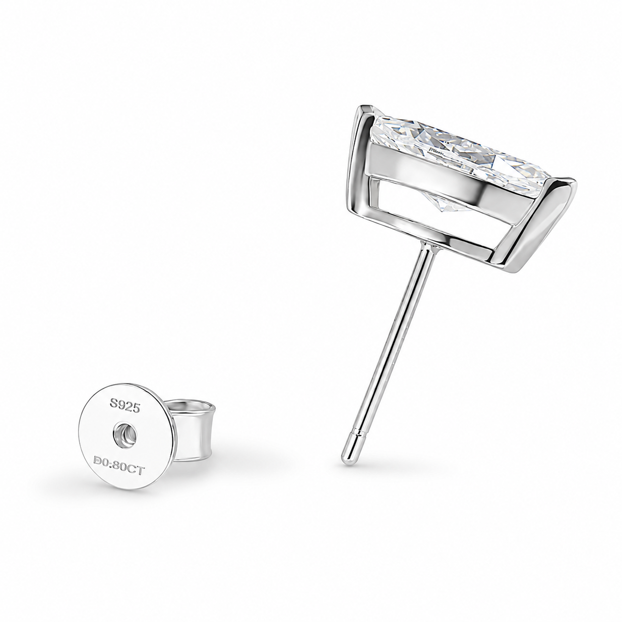 Single Zethech Celeste Marquise Stud with clear moissanite