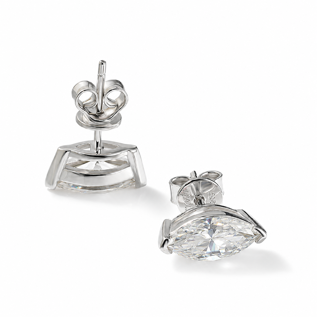 Zethech Celeste Marquise Studs in silver-tone setting