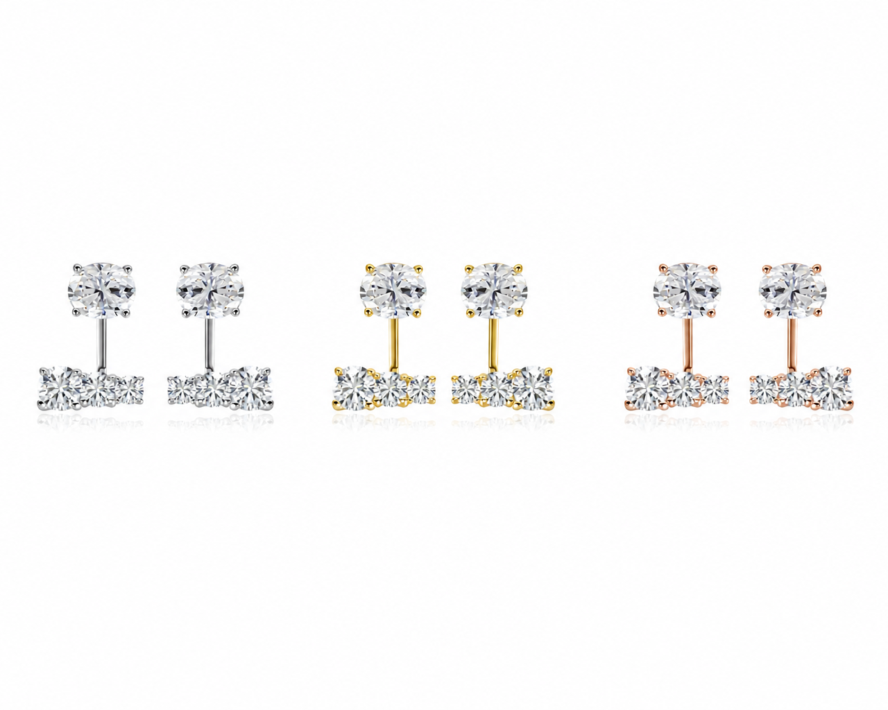 Zethech Aurora Cascade Earrings in silver and rose gold finishes