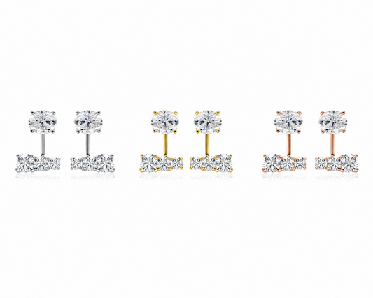 Zethech Aurora Cascade Earrings in silver and rose gold finishes