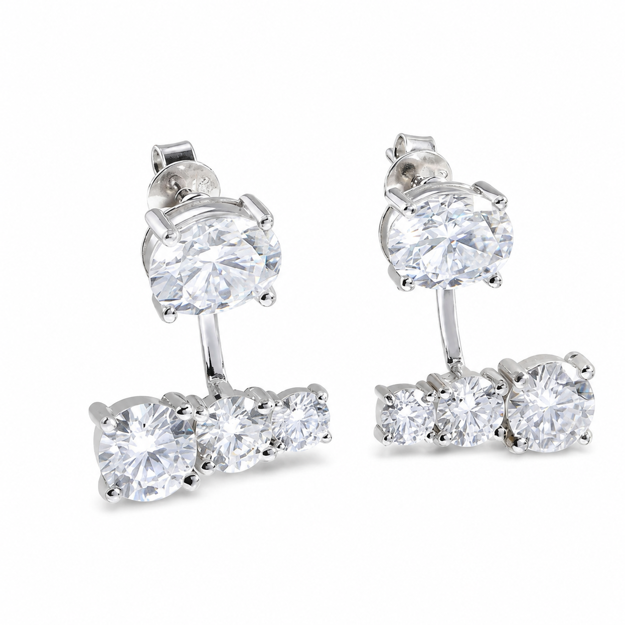 Zethech Aurora Cascade Earrings with clear moissanite stones