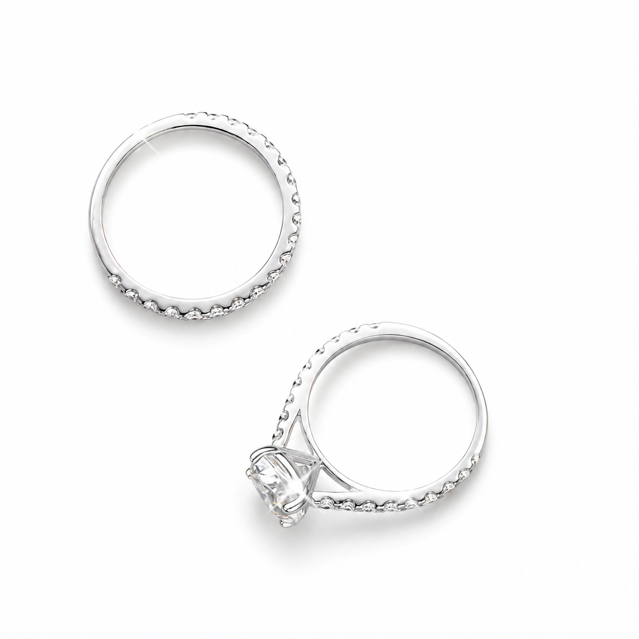 Zethech Royale Bridal Ring in silver finish on white background