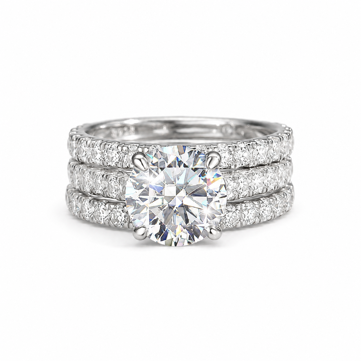 Zethech Royale Bridal Ring with clear moissanite center stone