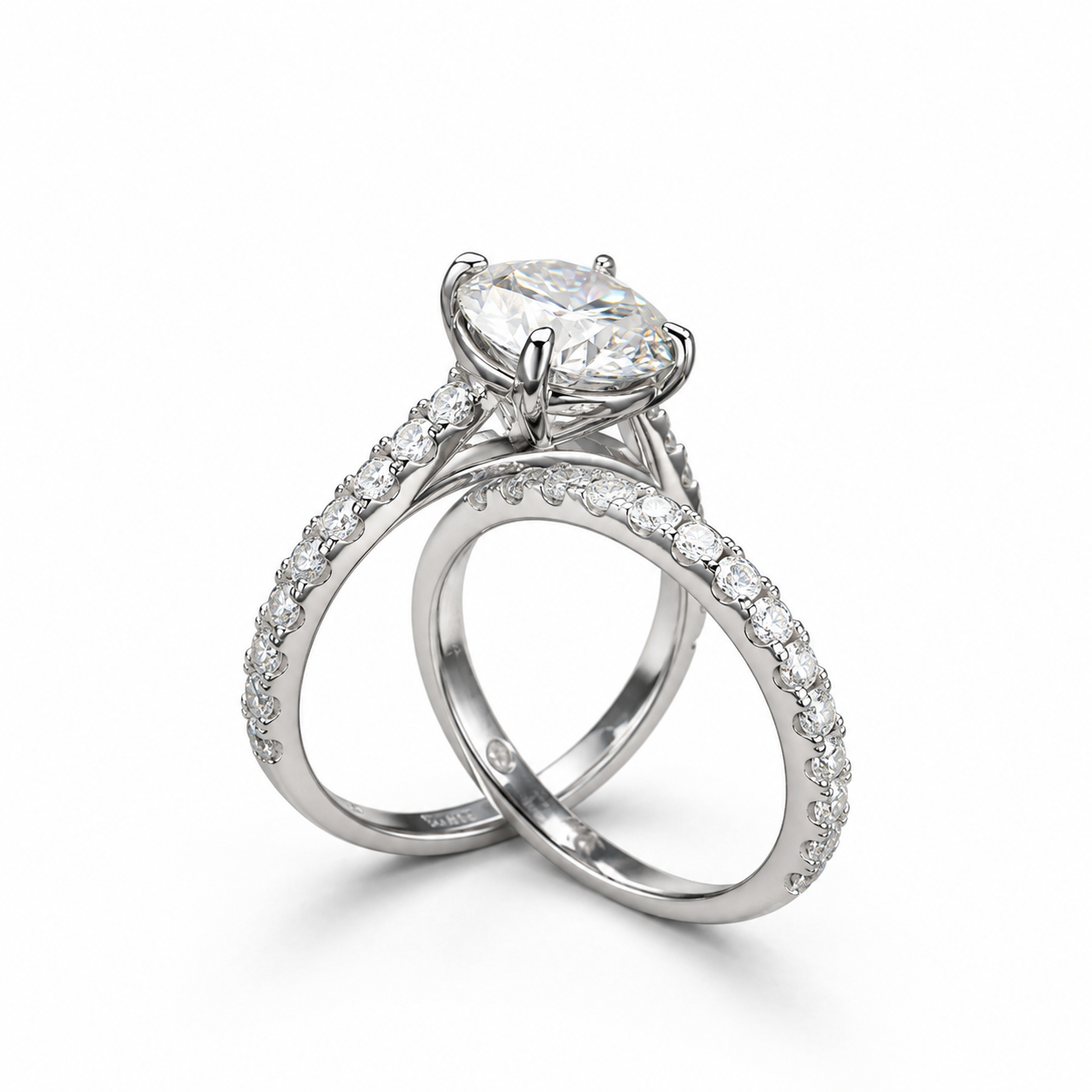 Zethech Royale Bridal Set pair with clear moissanite details