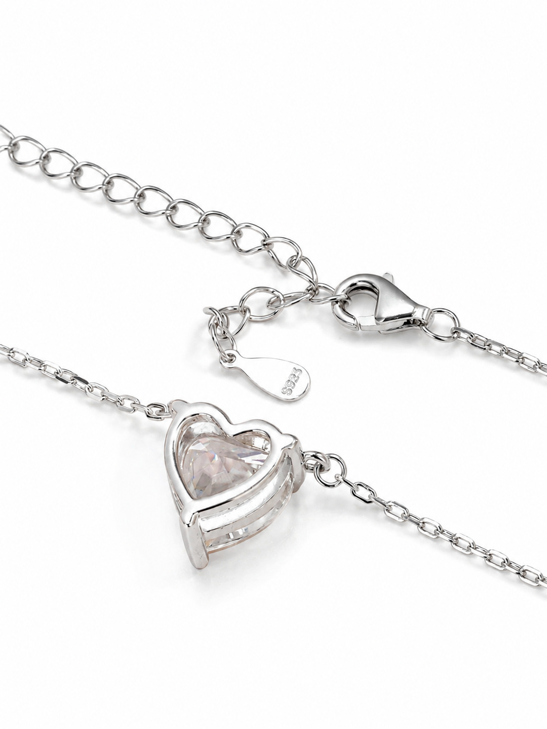 Zethech Heart Moissanite Necklace with clear pendant on clean background