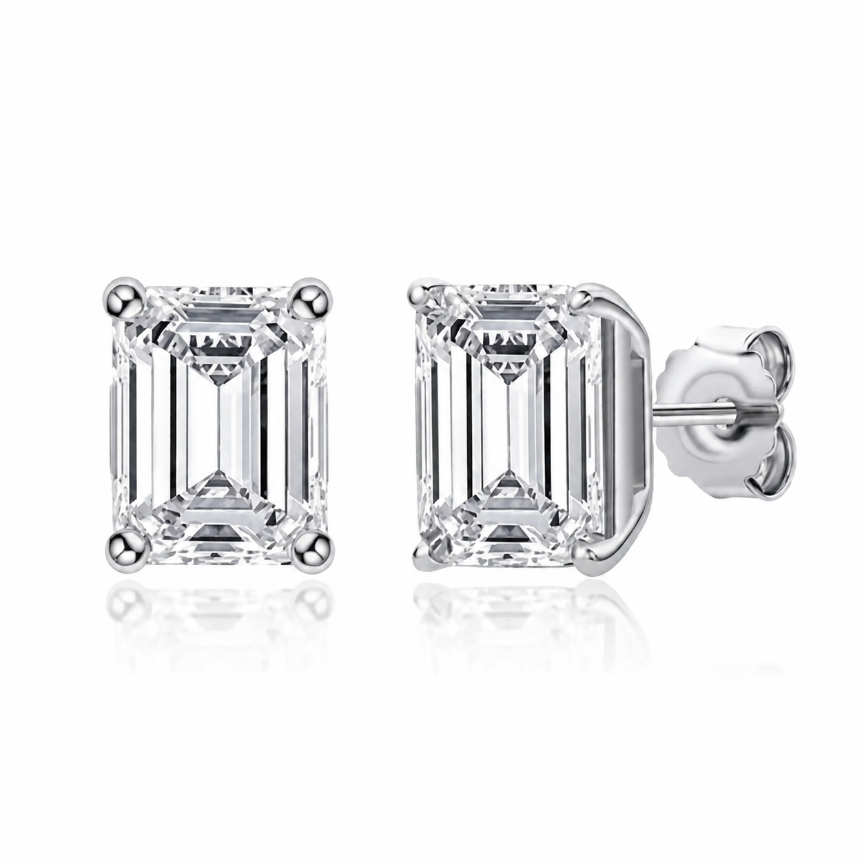 Zethech Luna Stud Earrings with clear moissanite stones