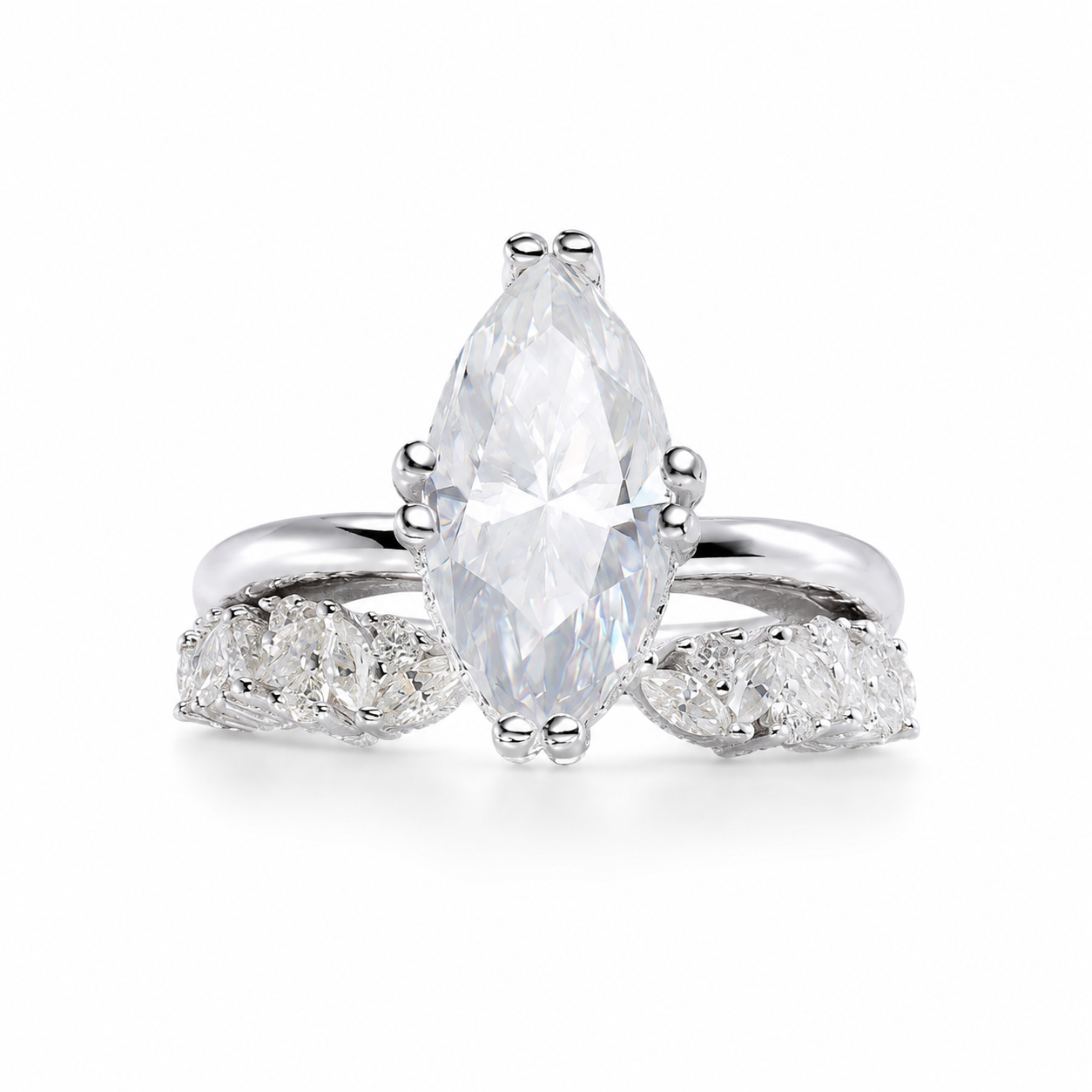 Zethech Imperia Marquise Ring with center stone on white background