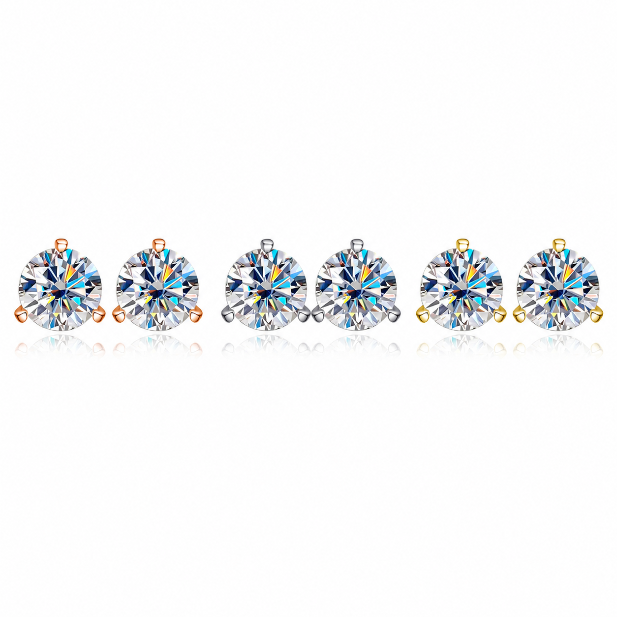 Zethech Nova Round Moissanite Stud Earrings in multiple sizes